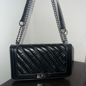 Elegant Black Quilted Shoulder/Cross-body Bag